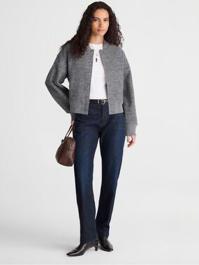 Madewell Petite Dean Easy Straight Jeans in Foundry Wash - Dark Blue